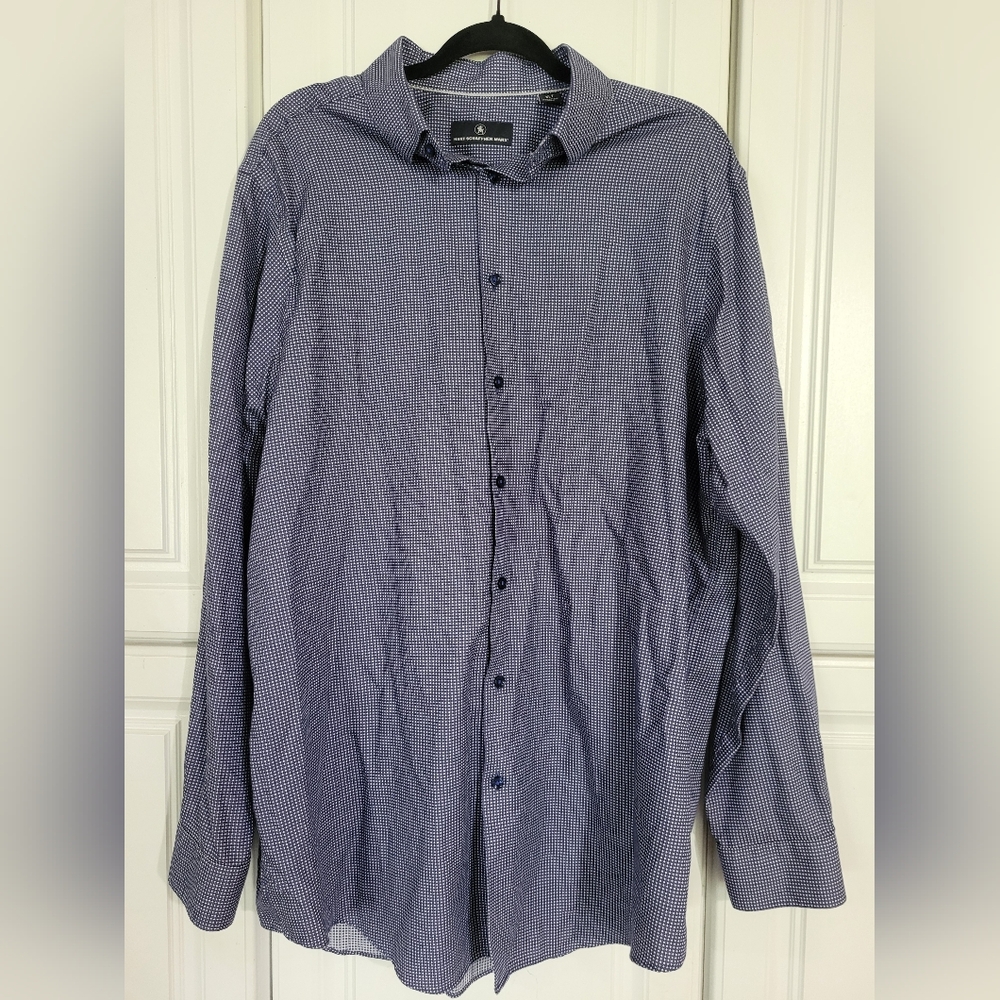 Hart Schaffner Marx Men's Blue Checkered Button Down Long Sleeve Shirt, Size XLT